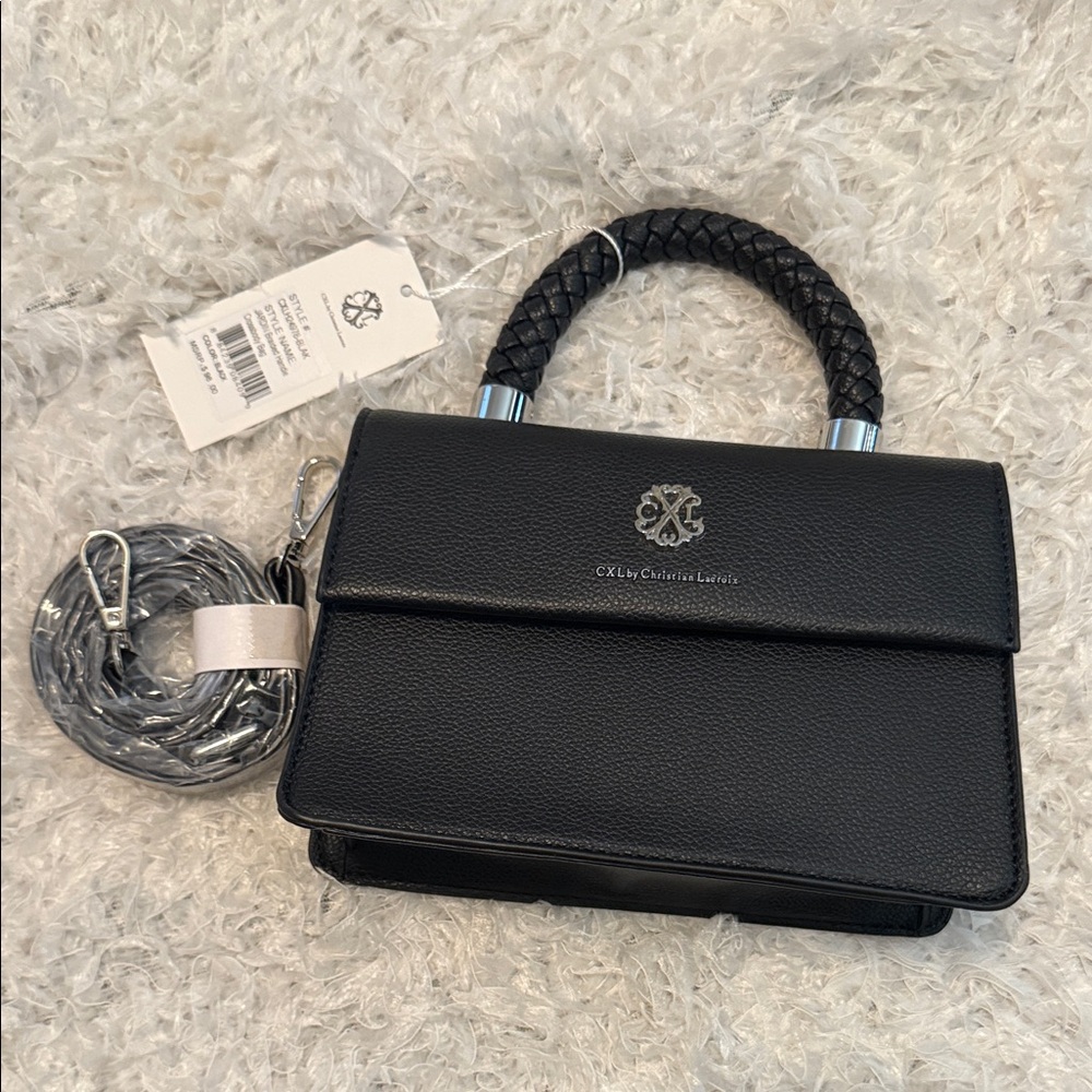 ⭐️$25⭐️Christian Lacroix Black Satchel with Braided Handle NWT